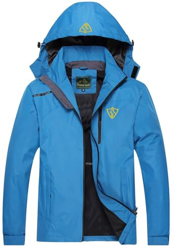 GIISAM Mens Rain Coats Waterproof with Hood Lightweight Rain Jackets for Men Travel Hiking Softshell Male Windbreaker Blue