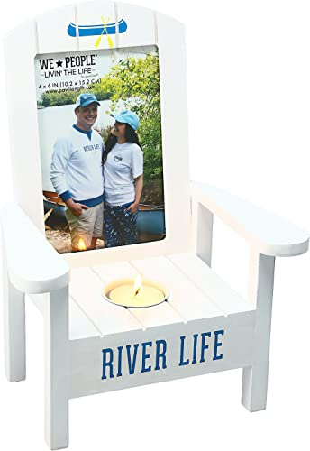 Pavilion - River Life - Adirondack Chair 4 x 6 Vertical Picture Frame Tea Light Candle Holder - Cabin Decor River Lover Gift