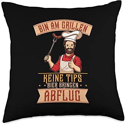 Bin am Grillen. Keine Tipps. Bier bringen. Abflug. Barbecue Throw Pillow