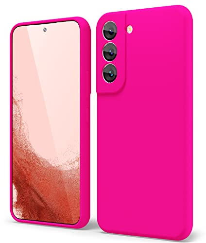 oakxco für Samsung Galaxy S22 Hülle Silikon Case mit Kameraschutz, Ultra Dünn Bunt Handyhülle Mädchen, Einfarbig Handy Hülle Slim Schutzhülle, Matt TPU Weich Gummi Silikonhülle Bumper, Neon Hot Pink