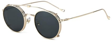 kachawoo Flip-up Gläser mit polarisierten Sonnenbrillen Lens Clip auf Sonnenbrillen für Männer Frauen Grün Rosa Blau Multifunktionsrahmen (gold with black)