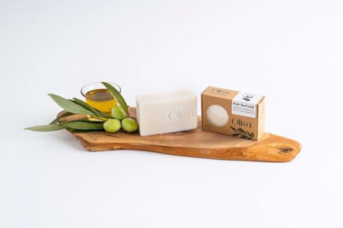 OLIVA NATURE Olivenölseife (NATUR PUR)-Feuchtigkeitsspender, nährend- Naturseife, Handgemacht - Duschseife für alle Hauttypen, Handwaschseife, Naturkostmetik 100% ökologisch!!GRATIS Seife dazu!!