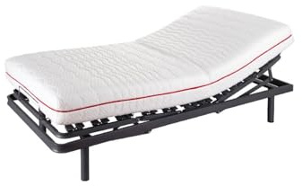 HÄUSBED | Cama Eléctrica Articulada 5 Planos 105x190 cm con Colchón Visco-Ergonomic | Somier Metálico Reforzado con Regulación Lumbar | Incluye Arquillos Laterales Sujeta Colchón