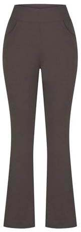 Ausgestellte Leggings für Damen, Bauchkontrolle, hohe Taille, Workout-Leggings, Stretch, Abnehmen, Bootcut, Yogahose, volle Länge, Fitness, Laufen, Fitnessstudio, Sporthose, Activewear, #2 Grau,