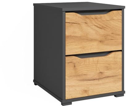 Vicco Kommode Ruben, Nachtkommode, Goldkraft Eiche, 40 x 53.6 cm mit Schubladen