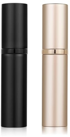 Aurdox Perfume Atomiser, Refillable & Portable Perfume Bottle for Travel, 5ml Small Spray Bottles with Bottom Pump, Dispensers for Women and Men, Leaking Proof and Luxurious Design(Gold & Black)