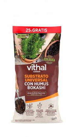 Sustrato Universal con Humus bokhasi sin turba 50L - Vithal Garden. para Todo Tipo de Plantas Interior y Exterior. Apto Agricultura ecologica.