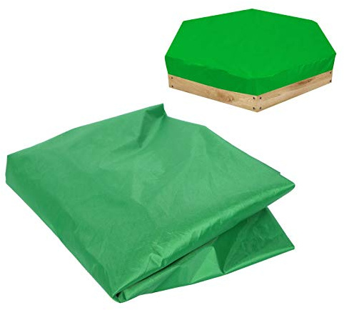 Waterproof Hexagonal Sand Pit Cover with Drawstring, 190T Silver Coated Polyester Taffeta Material, Protects From Sunlight, Rain, Snow, Dust, Leaves (140*110*20cm)