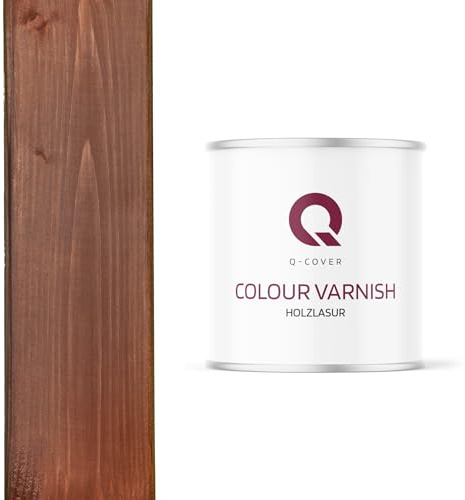 Q-Cover Holzlasur Braun 2.5L (ca.13m²-1 Anstrich) Satin Holzschutz Holzschutzlasur Lasur Wasserbasierte Innen Außen Lasur Abperleffekt Für Holz