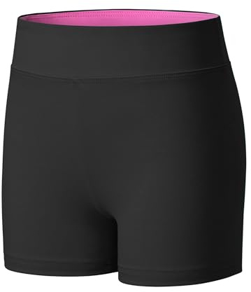 KEREDA Girls Cycling Shorts Black Stretchy Dance PE Short Breathable Under Dress for Kids School Athletic Gymnastics Yoga Bike Riding 9-10 Years