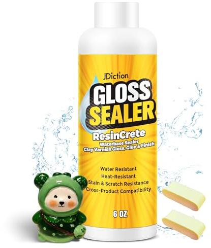JDiction Air Dry Clay Glaze, 177ml Clay Varnish for Pottery Glaze, ResinCrete Sealer, Varnish for Pottery&Acrylic Paint, Waterproof & Stain & Resistant, Glaze for Air Dry Clay Pottery (6OZ-Gloss)