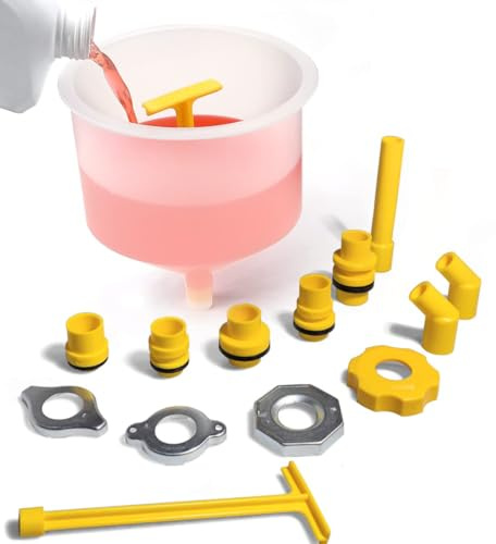 EINESIN Kit d'Entonnoir Antidéversement pour Liquide de Refroidissement, Set de 15 Pièces pour Liquides/Huile, Accès aux Radiateurs Difficiles, Adaptateurs Universels Véhicule