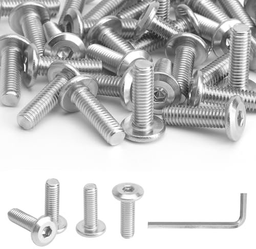APOMOONS Lot de 30 M6 x 20mm Vis à Tête Hexagonale Inox M6 Vis Tete Plate Inoxydable 304 Boulon M6 pour Meubles à la Maison Appareils Mécaniques Avec Clé à Tête de Tournevis