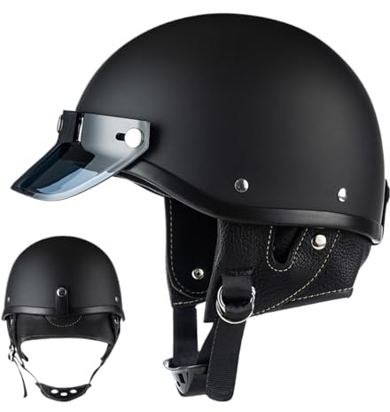 Half Shell Helmet, Motocicleta Medio Casco - Helmets de Motocicleta para Hombres,Cómoda y Elegante Media Gorra Protectora para Scooter de Motos de Nieve de Carreras de Aventuras.
