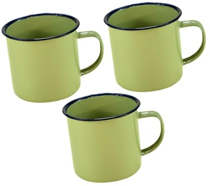 Gcljlmy 3 tazze da caffè smaltate, pentole, stabile strato interno in lamiera di ferro, per latte, tazze da tè per appartamenti, bevande domestiche, caffè, latte