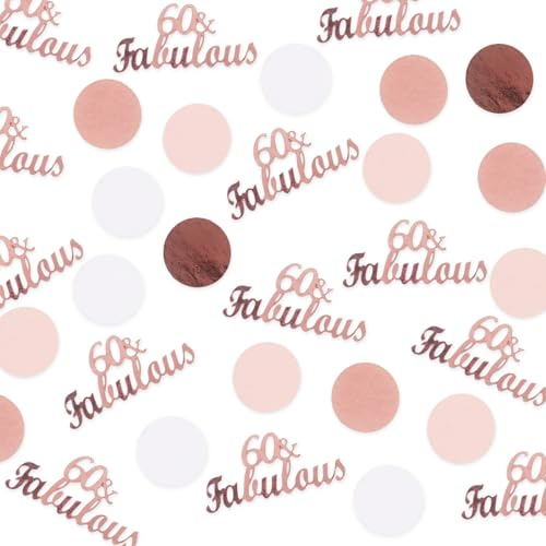 60 & Fabulous Birthday Confetti Rose Gold 60th Sequins Table Scatter Sprinkles 60th Birthday Decorations for Women 60 Years Birthdays Wedding Anniversary Table Decorations