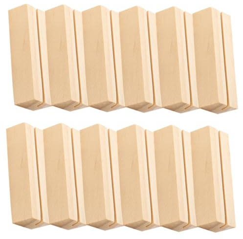 SAFIGLE 12 pièces Lot de Porte-cartes Bois Rectangulaires Multifonctions pour Bureau Support Photo et Mémo pour Cartes Photos et Notes sur Table