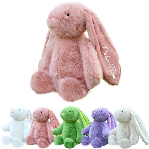 Kinetora Peluche Lapin Personnalisée avec Texte, 30/40cm, 5 Couleurs