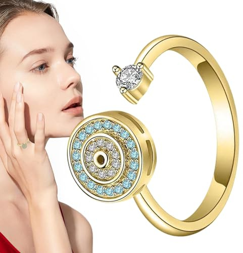 Evil Eye Fidget Ring For Dam - Spinner Ringar För Dam | Ångestlindring | Spinnersmycken, Daughter Flickvän Knuckle Rings, Gift Döttrar, Tonåringar