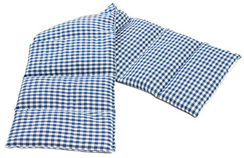 Traubenkernkissen 75x20cm groß 8-Kammer, blau-weiß - Wärme-Körner-Kissen für Mikrowelle oder Backofen, Traubenkern