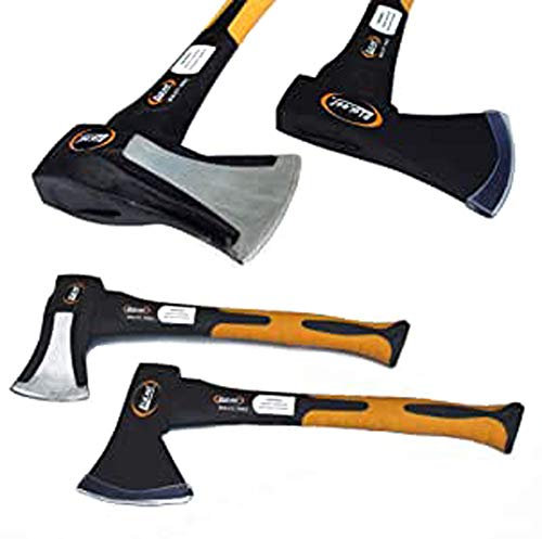 2 Stück 1 x Beil 1 x Spalt Beile Axt Äxte Set Fiberglas Holzspalter Stiele mit Glasfaser-Kern und ergonometrisch geformten Griff vibrationsarm