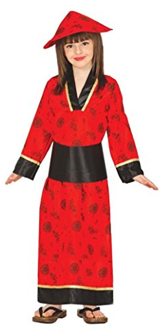 Guirca - Disfraz de china con vestido y gorro, para niños des 10-12 años, color rojo (83283)
