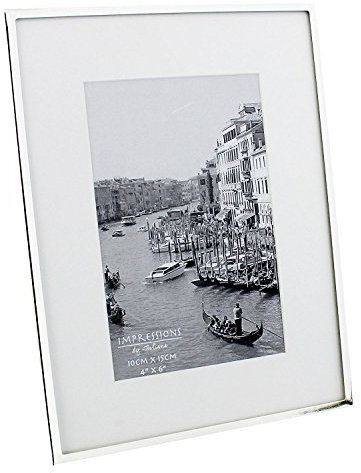 Impressions narrow silver plated 4 x 6 photo frame with white mount boarder