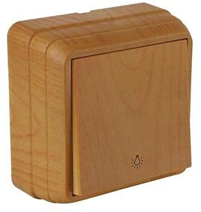 Aufputz Wechselschalter in Holz Optik/Holzfarben · Eiche Imitat (Eichenfarben) · IP20 · Mutlusan · AP Serie BRON