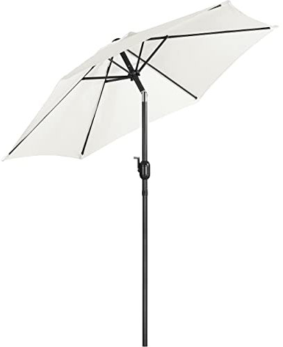 Yaheetech Gartenschirm 230 cm Sonnenschirm Balkon Marktschirm Kurbelschirm mit 6 Rippen Wasserabweisend Terrassenschirm Sonnenschutz, Creme