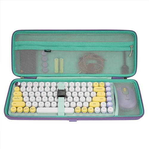 GEEKRIA Keyboard and Mouse Combo Case, Hard Shell Travel Carrying Bag for Compact 84 Keys Ultra Slim Gaming Keyboard, Compatible with Logitech POP Keys/POP ICON Combo (Daydream Mint)