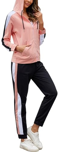 Litherday Tuta Donna Invernale Completo Sportivo Elegante in Cotone con Felpa e Pantaloni, Abbigliamento Donna per Jogging, Yoga, Fitness e Casa Pesca M