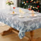 Alishomtll Weihnachten Grau Tischdecke, Schneeflocke Gradient Quadratisch Tischdecken, Wasserabweisend Abwaschbar Tischtuch, Winter Party Festliche Deko Tischwäsche 140x140 cm