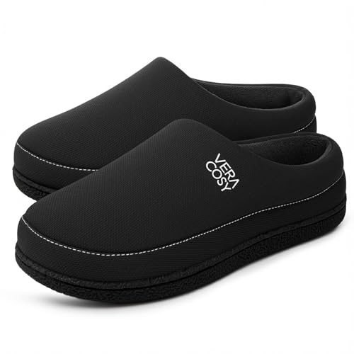 VeraCosy Men's Moccasin Slippers Slip-on Indoor Memory Foam House Shoes | house shoes,durable rubber sole,anti-slip traction,warm soft upper,corduroy,gifts for men