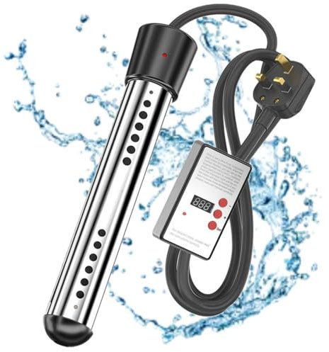Generic Portable Water Heater, Immersion Heater, 1500W, Black, Stainless Steel, 240V, Heats 5 Gallons in Minutes