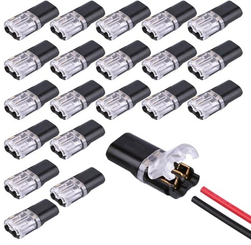 20PCS Quick Electrical Wire Connector - 2 Pin Push Fit Peel Wire Connectors - Free Crimp Terminal for LED Etc