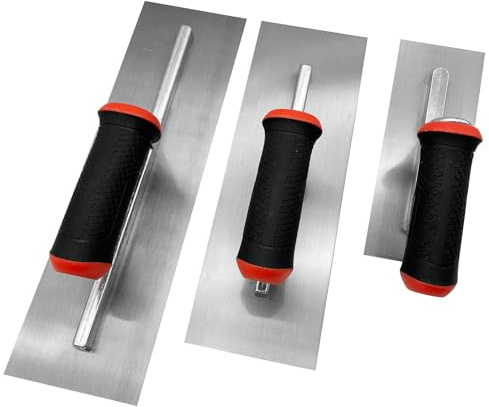 Hubaow 3 Pieces Drywall Trowel, 0.7mm Thickness Carbon Steel Finishing Masonry Trowel Set with Soft Handle, Concrete Finishing Tools Plastering Trowel Wall-Board Plasterboard