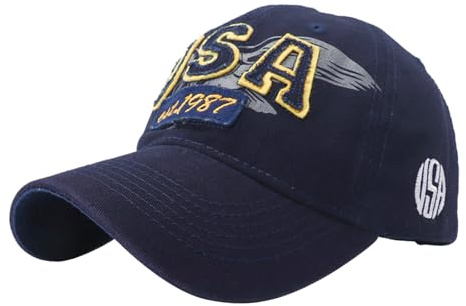 FakeFace Unisex Baseball Kappe Weich Basecap Vintage Stickerei USA Baseball Hut Freizeit Cap Baseballmütze Hat Mützen Caps Kappe Sonnenhut Sportkappe für Damen Herren;DUNKELBALU