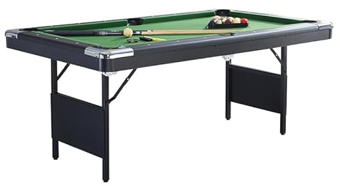 S.Q.F 7 ft Pool Table,Home & Professional Use Portable Foldable Heavy-Duty Wooden Frame Pool Table, Billiards Table, Includes 2 Cues,Full Set of Balls, Triangle Rack Chalk (Green, 7ft)
