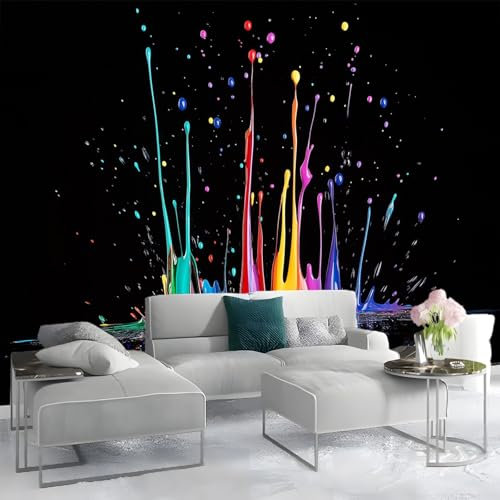 Mural Wallpaper Paint Splash Art Creativity Bedroom Living Room Decoration Poster 250 x 175 cm Non-Woven Premium Art Print Wall Mural 3D Effect Warm Colors Colorful