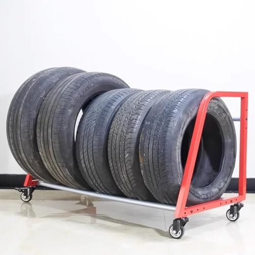 XINGYAOXS Supporto per Pneumatici Garage con Ruote, Carrello Mobile per Ruote E Cerchi Auto, Scaffalatura per Pneumatici da 127 Cm, Espositore Salvaspazio per Pneumatici, può Contenere 4-5 Pneumatici