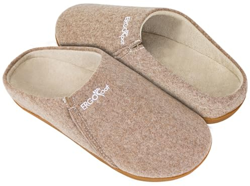 ERGOfoot Pantuflas ortopédicas para hombre y mujer, de fieltro, para interior y exterior
