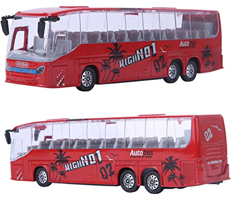 Depisuta Skala 1:50 Bilmodell i Aluminium med Ljus och Musik, Tålig Leksaksbuss, Utsökt Utförande, Barnleksak, Vit, Lämplig för Småbarn (Röd)