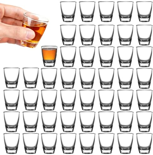 ARCPNRT 48 st. snapsglas av glas, 30 ml snapsglas med tjock botten, små snapsglas, direktdricksglas, äggformade vinglas, diskmaskinställda, för fest, klubb, bar, att dricka