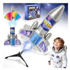 Lanceur de fusée pour enfants, jouet motorisé à lancement automatique, modèle de fusée avec parachute et lumières sûres, 60 m d'altitude de vol, jouet d'extérieur pour Halloween, cadeau d'anniversaire