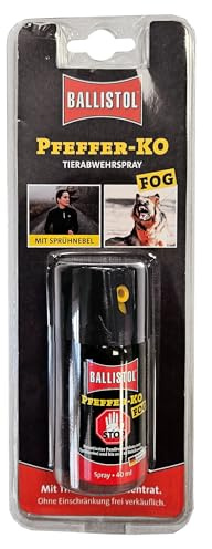 BALLISTOL 24416 Pfeffer-KO FOG 40ml Spray – Verteidigungsspray gegen Tiere – Abwehrspray – 4m Sprühweite - Im Blister