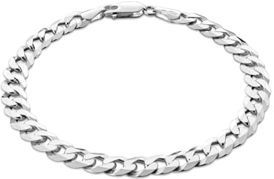 STERLL Pulsera Para Hombre De Plata De Ley 925 Con Diseño De Eslabones Clásicos