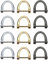 12 Pack D-Rings, Horseshoe Shape D Ring, U Shape D Rings, Screw in Shackle Semicircle D Ring, with Small Screwdriver for DIY Leather Craft Accessories, Silver Black and Gold (1x1 inches)