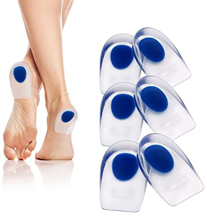 Dr.Pedi Heel Cups for Heel Pain 3 Pairs Gel Silicone Heel Pads Heel Lifts for Achilles Tendonitis Inserts for Women Insole Shoe for Plantar Fasciitis Relief