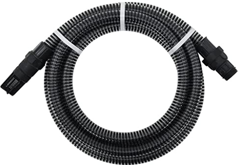 vidaXL Tuyau d'Aspiration avec Raccords en PVC Pompe de Jardin Tuyau d'Arrosage Installations d'Eau Domestique Filtres à Eau Noir 1 10 m PVC