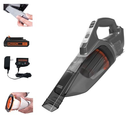 BLACK+DECKER 20V dustbuster Small Vacuum Cleaner Portable Vacuum Hand Held Cordless for Home and Car, Includes Rechargeable Battery (BCHV001C1)